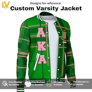 AKA Custom Varsity Letterman Jacket Satin Green Graduation Jacket For Women
