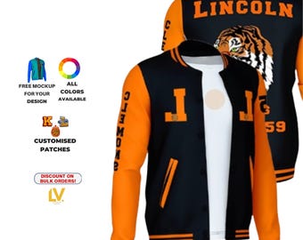 Varsity Letterman Jacket For Men Women And Kids Custom Tailored Black And Orange Jacket For Football Rugby And Baseball