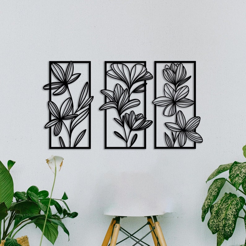 Flowers Svg Cut Dxf File Wall Sticker Pdf Template Cnc Cutting Router ...