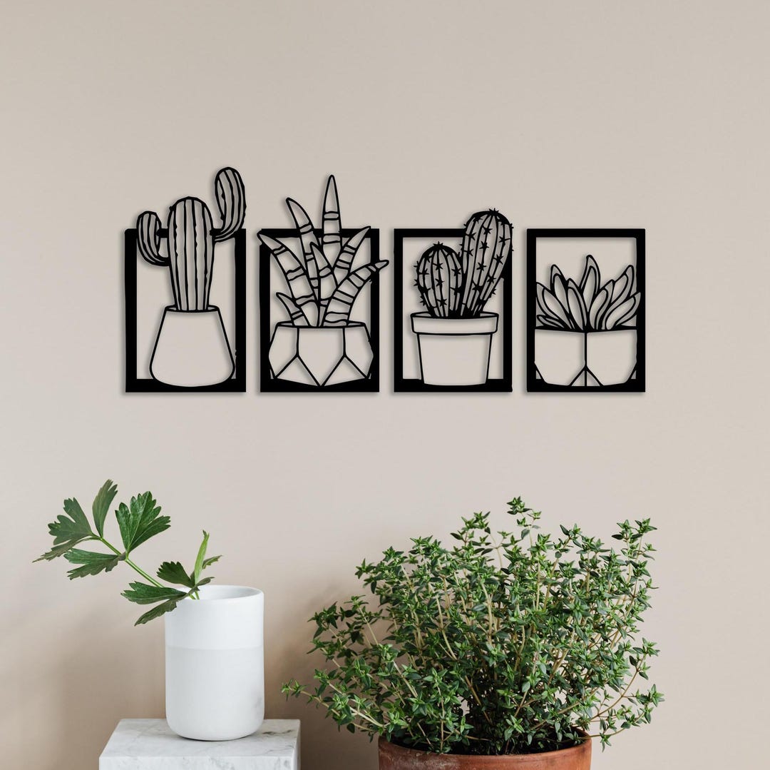 Cactus Cut Svg Dxf File Wall Sticker Pdf Template Cnc Cutting Router ...