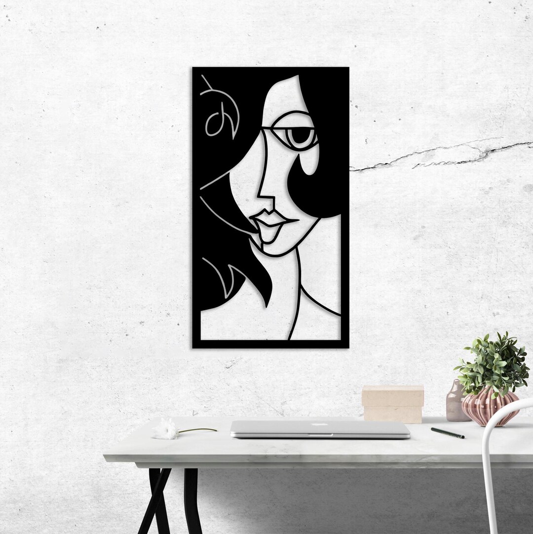 Abstract Face Svg Cut Dxf File Wall Sticker Pdf Template Cnc Cutting ...