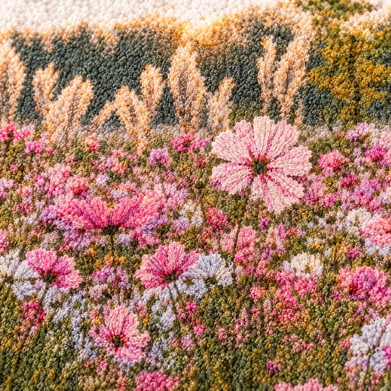 Floral Beach Towel, Pink Cosmos Flower Field Photo Art, Golden Hour Garden Decor — Garden Lover Gift bild 4
