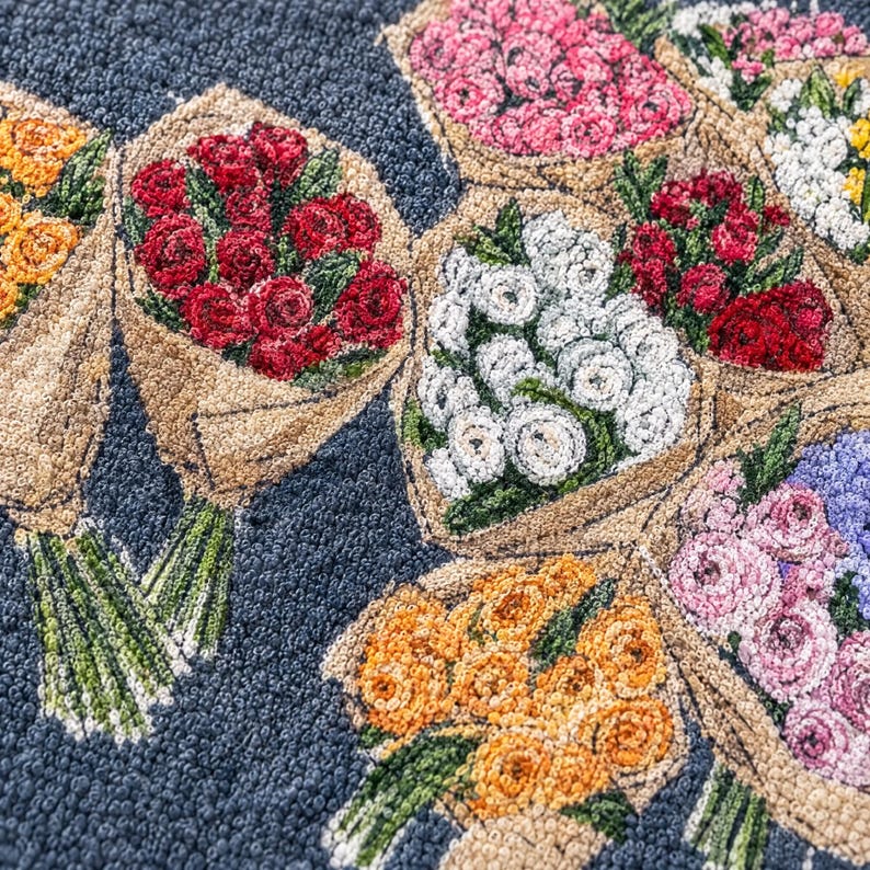 Floral Beach Towel, Flower Market Bouquet Art, Painterly Kraft Wrapped Flowers — Flower Lover Gift bild 4