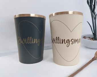 Gepersonaliseerde roestvrijstalen thermosbeker met gravering | Spreuk, motief of naam | Grappige en persoonlijke mok als cadeau-idee