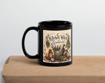 Kitchen Witch Grimoire Mug, Funny Witch Mug, Witchy Gift, Pagan Coffee Cup, Wiccan Mug, Book of Shadows, Halloween Mug