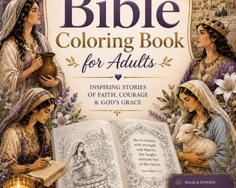 Bible Coloring Book for Adults | Christian Coloring Pages Printable PDF | Bible Study Coloring Book | Faith Gift for Women