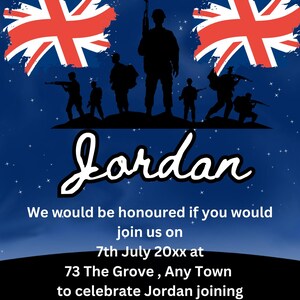 Passing Out Parade Party Invitation, British Army Invitation, Party Invite, Military Party Invite