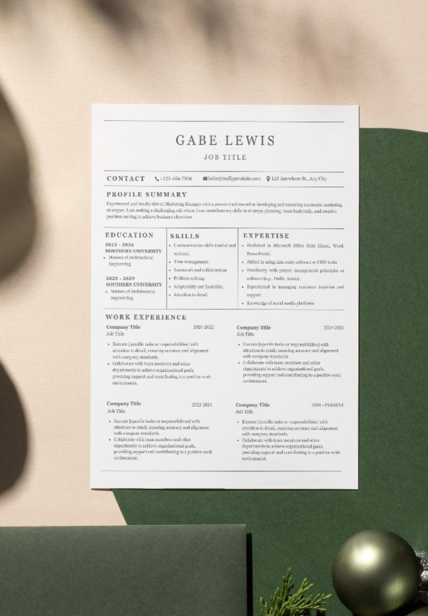 Simple & Professional Resume Template - Etsy