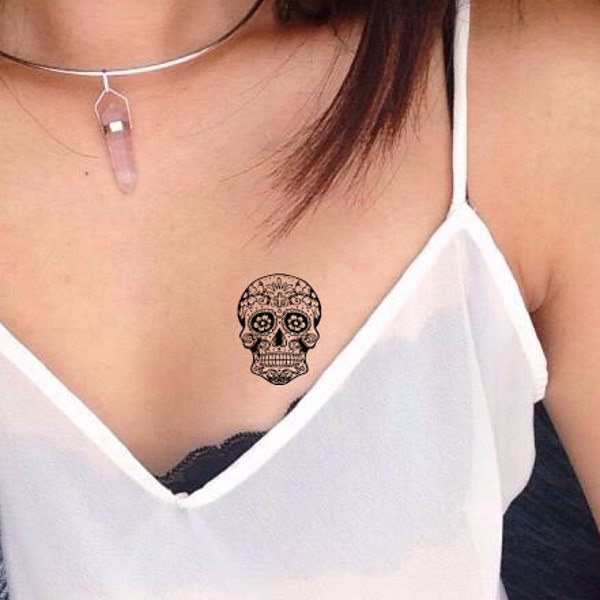 Cool Sugar Skull Temporary Tattoo Awesome Design