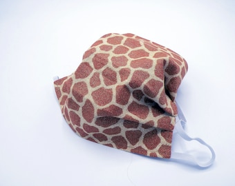 Giraffe Print Cloth Face Mask, Washable, Opening for Filter Insert