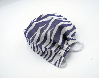 Purple Zebra Cloth Face Mask, Washable, Opening for Filter Insert