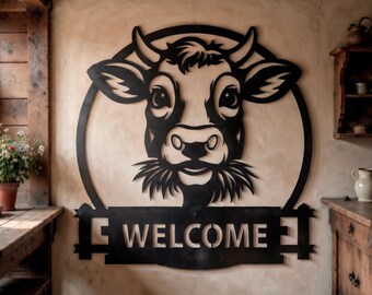 Highland cow welcome sign