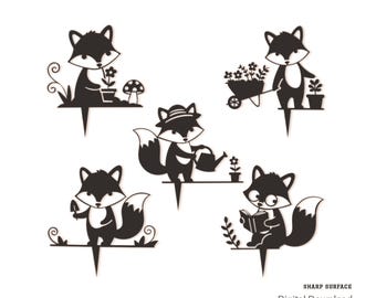 Fox Garden Stakes SVG