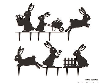 Bunny Garden Stakes SVG