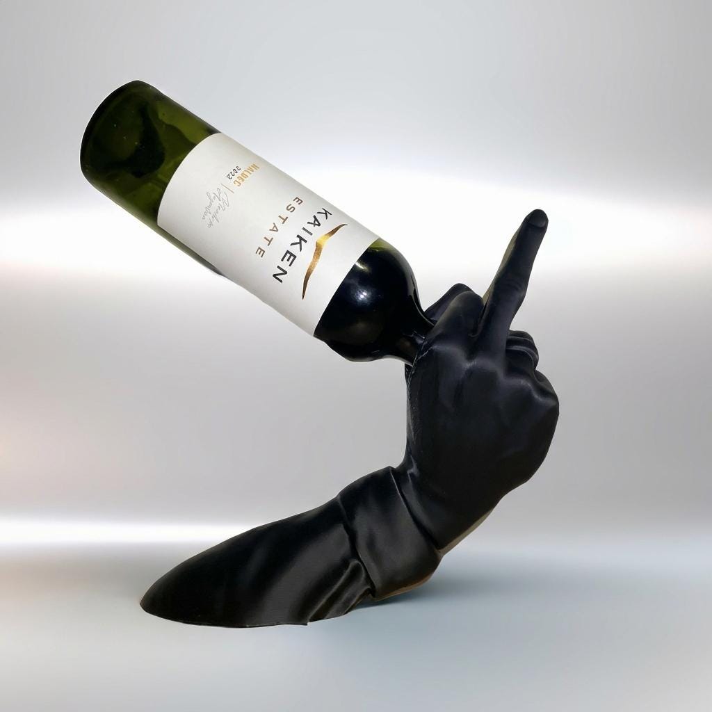 Wine Bottle Holder Hand Sculpture | Unique Middle Finger Wine Rack