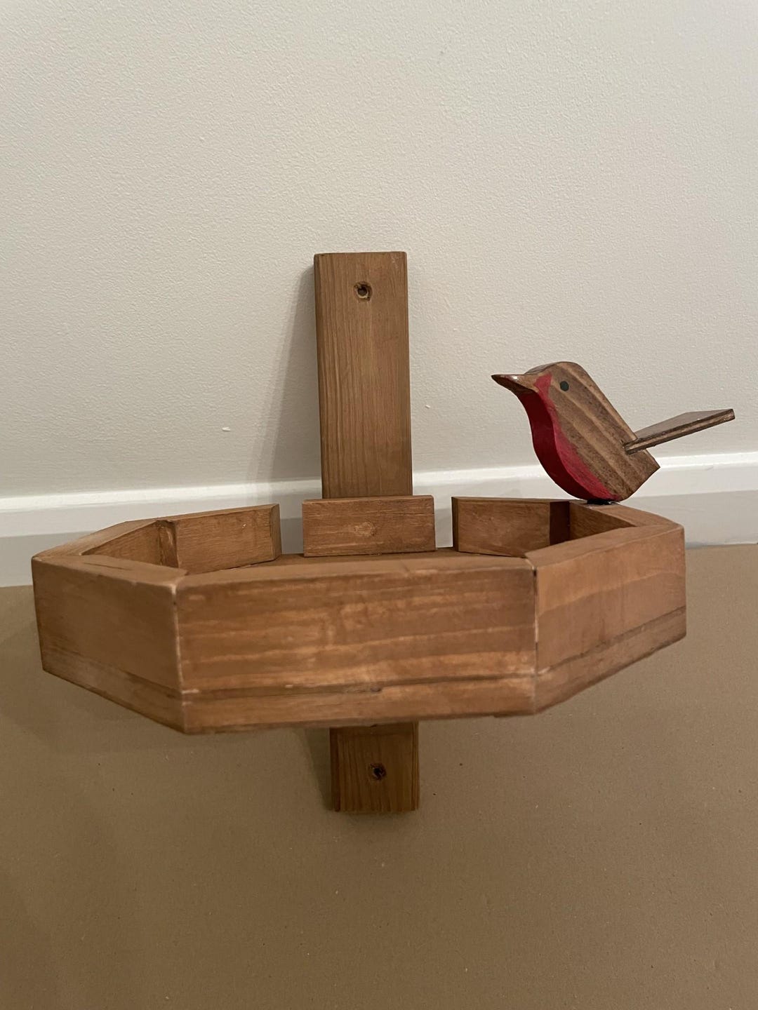 Octagonal Bird Feeding Tray With Handmade Robin - Etsy