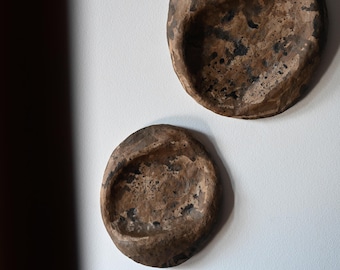 Wabi Sabi home decor: Textured adaptable paper mache wall art, Set of Two