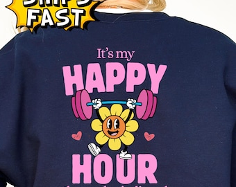 Happy Hour Dont Disturb Gym Sweater | Gym Girl Sweatshirt | Fitness Lover Gift | Healthy Lifestyle Crewneck | Workout Motivation Sweater