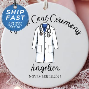 Gepersonaliseerd ornament witte jasceremonie | Aangepast medisch schoolcadeau | Toekomstige doktersaandenken | Cadeau voor student geneeskunde voor hem of haar