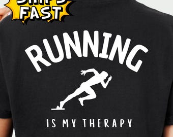Running Is My Therapy Shirt, Comfort Colors Running Tee, Funny Runner Gift, Jogging Workout Shirt, Fitness Humor Tee, Marathon Lover Top