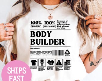 Bodybuilder Pregnancy Announcement Shirt: Fitness Mom Comfort Colors Tee