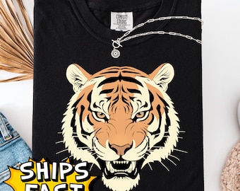 Vintage Tiger Shirt Comfort Colors Tee , Retro Tiger Graphic T-Shirt, Wild Cat Jungle Aesthetic, Tiger Print Unisex Tee, Animal Shirt