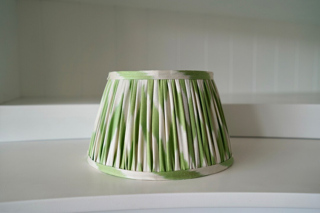 GATHERED IKAT LAMPSHADE - Apple Green Handcrafted Pleated Lampshade for ...