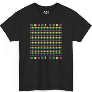 マルディグラビーズユニセックスヘビーコットンTシャツ、ニューオーリンズマルディグラ、マルディグラファットチューズデーシャツ