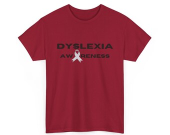 Silver Ribbon Dyslexia Awareness Comfortable Unisex Heavy Cotton T-shirt