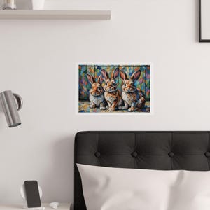 Stained Glass Bunny Rabbit Art Print: Colorful Home Decor - Etsy