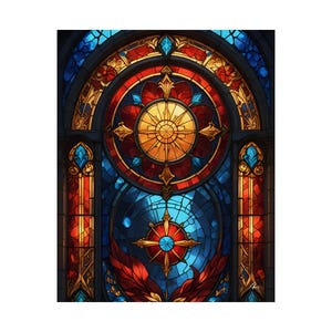 Stained Glass Style Satin Wall Art Print: Colorful Home Decor