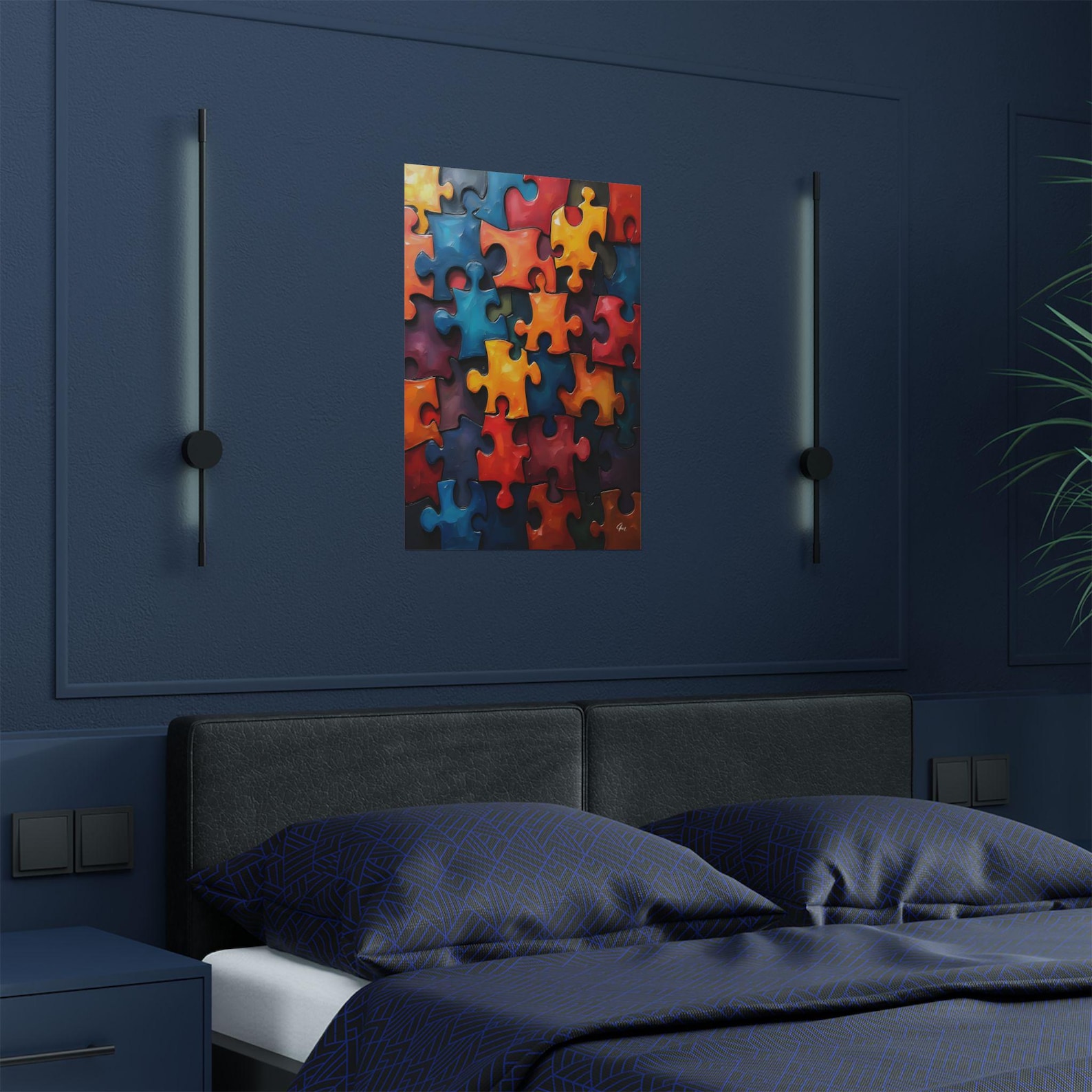 Colorful Puzzle Pieces Satin Poster: Modern Art Print - Etsy