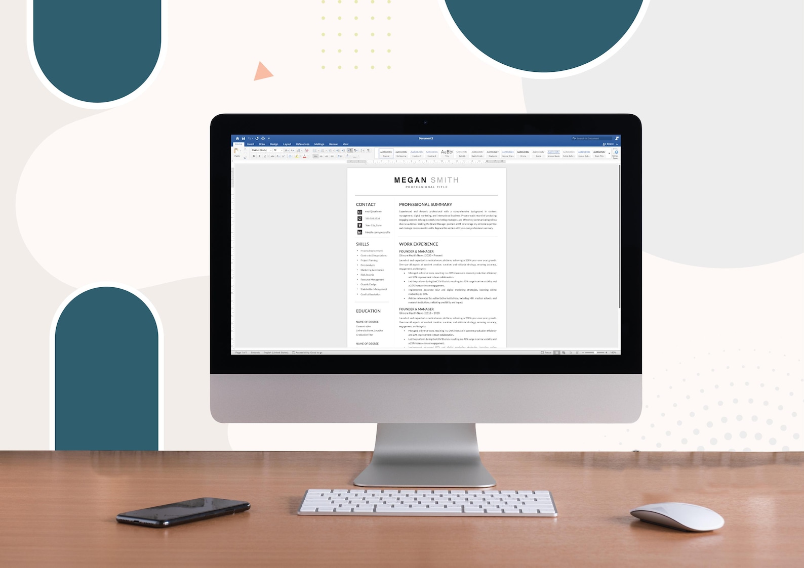 2026 Modern Professional Resume Template • 1 and 2 Page CV With Cover ...