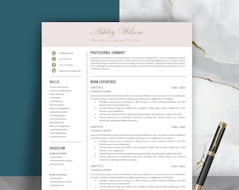 2026 Stylish Marketing Resume Template • Modern 1 and 2 Page CV with Cover Letter • ATS Friendly, Customizable, Personal, Microsoft Word