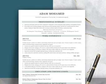 2025 Executive MBA Resume Template • Minimalist 1 and 2 Page Template with Cover Letter • ATS Optimized, Microsoft Word, Professional Design