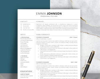 2026 Simple Professional Resume Template for Professionals • 1 and 2 Page with Cover Letter • ATS Friendly, Customizable,  Microsoft Word