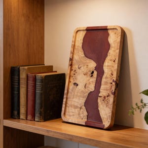 Poplar Wood Epoxy Resin Tray Custom Color Personalization Engraved Name Handmade Serving Tray Luxury Home Decor Housewarming Gift Idea Set