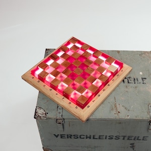 Oak Chess Board, Wooden Chess Set, Handmade Epoxy Chess Board, Epoxy Resin Chess Board, Unique Chess Board, Chess Collector Gift