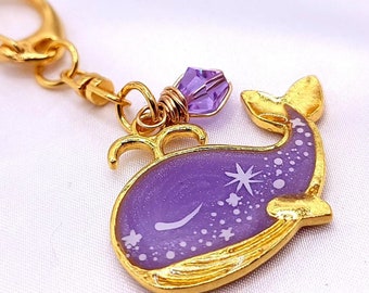 Purple and Gold Whale Keychain, KPOP Keychain