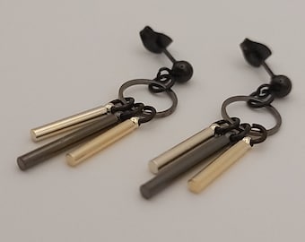 Jimin Inspired Black and Gold Idol Earring, JIMIDOLBG, Hypoallergenic, Clip On Option Available