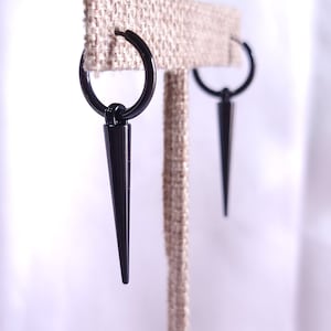 Jk Inspired Black Spike Hoop Earring, JK6, Hypoallergenic Stainless Steel, Clip On Option Available