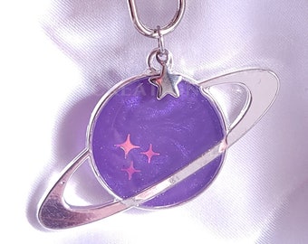 Purple and Silver Planet Keychain, Mikrokosmos Inspired, BTS ARMY Keychain