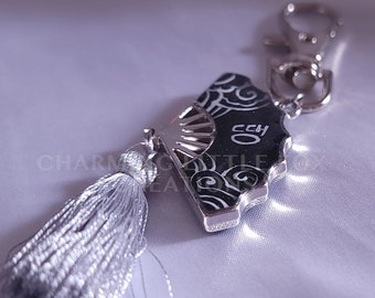 Silver and Black Fan Keychain, KPOP Rapline Keychain