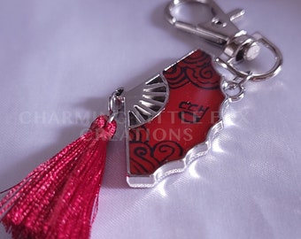 Silver and Red Fan Keychain, DDAENG Inspired, BTS Rapline Keychain