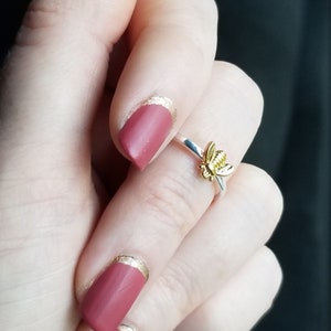 Sterling Silver and Gold Plated Honeybee Ring, Non-Adjustable, Sizes 6-10, Nickel Free Hypoallergenic Jewelry, BEE RING