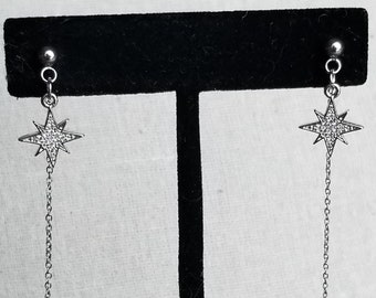 BTS Park Jimin Inspired Cubic Zirconia Star Post Earring, Non-Pierced Option Available, JIM STAR