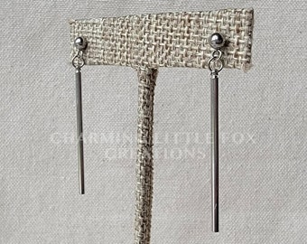 KPOP Dangle Bar Earrings: Hypoallergenic Silver or Gold