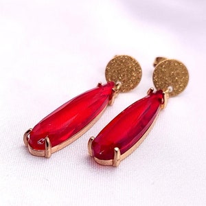 Holiday Statement Jewelry, Glass Gemstone Dangle Earrings, Hypoallergenic