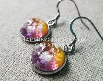 Cloudy Sunset Sky Resin Earrings, Hypoallergenic Nature Earrings, CLOUD E2