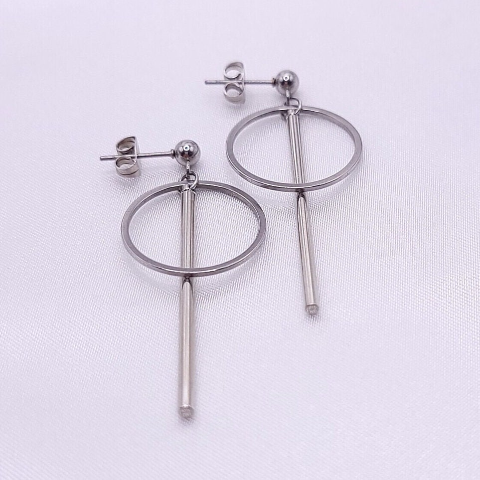 KPOP Circle Dangle Earrings: Hypoallergenic Stainless Steel - Etsy